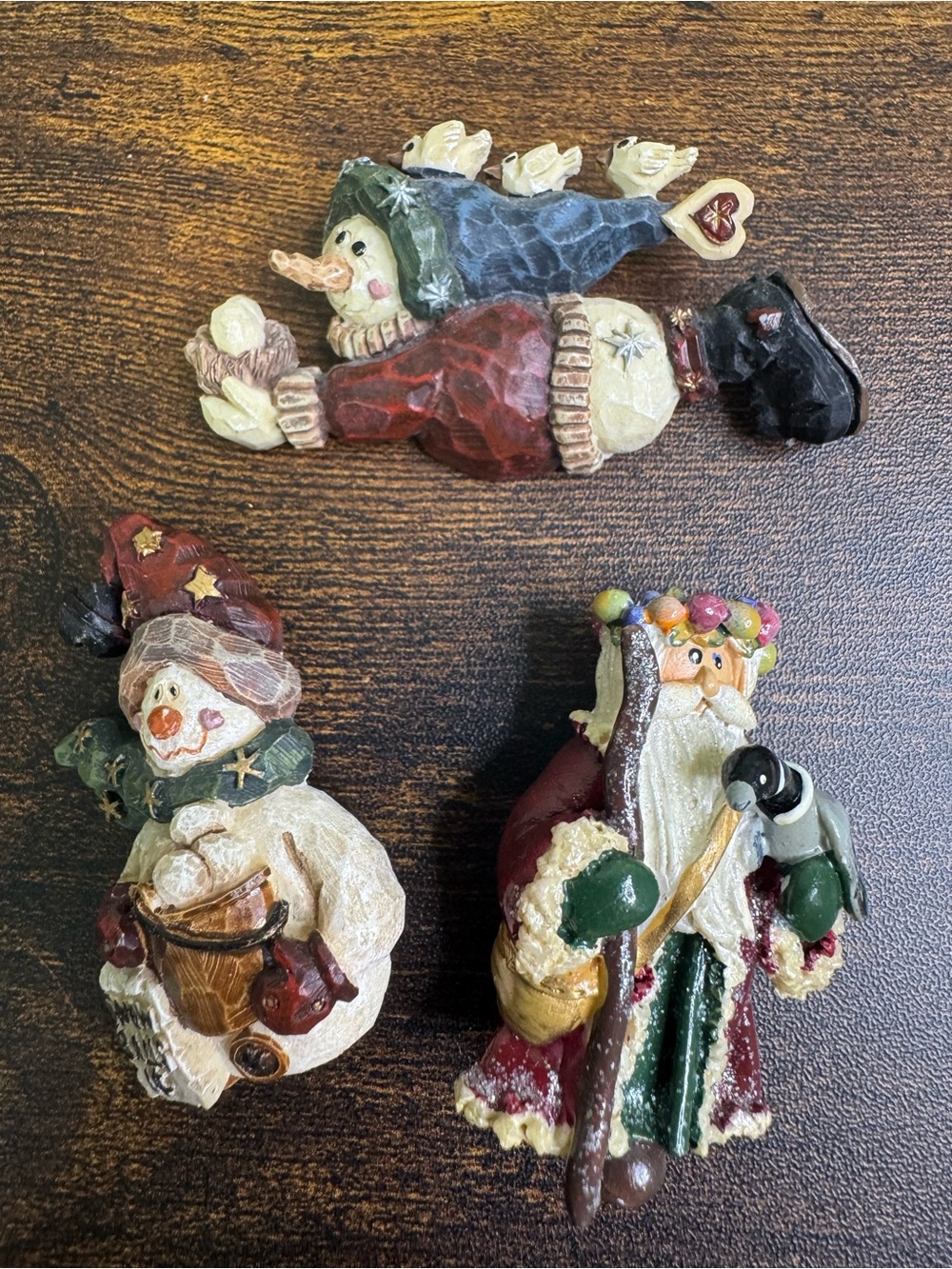 Vintage Cottage Core Brooches Santa and Snowmen - Snowballs 1 Cent - Kitschy